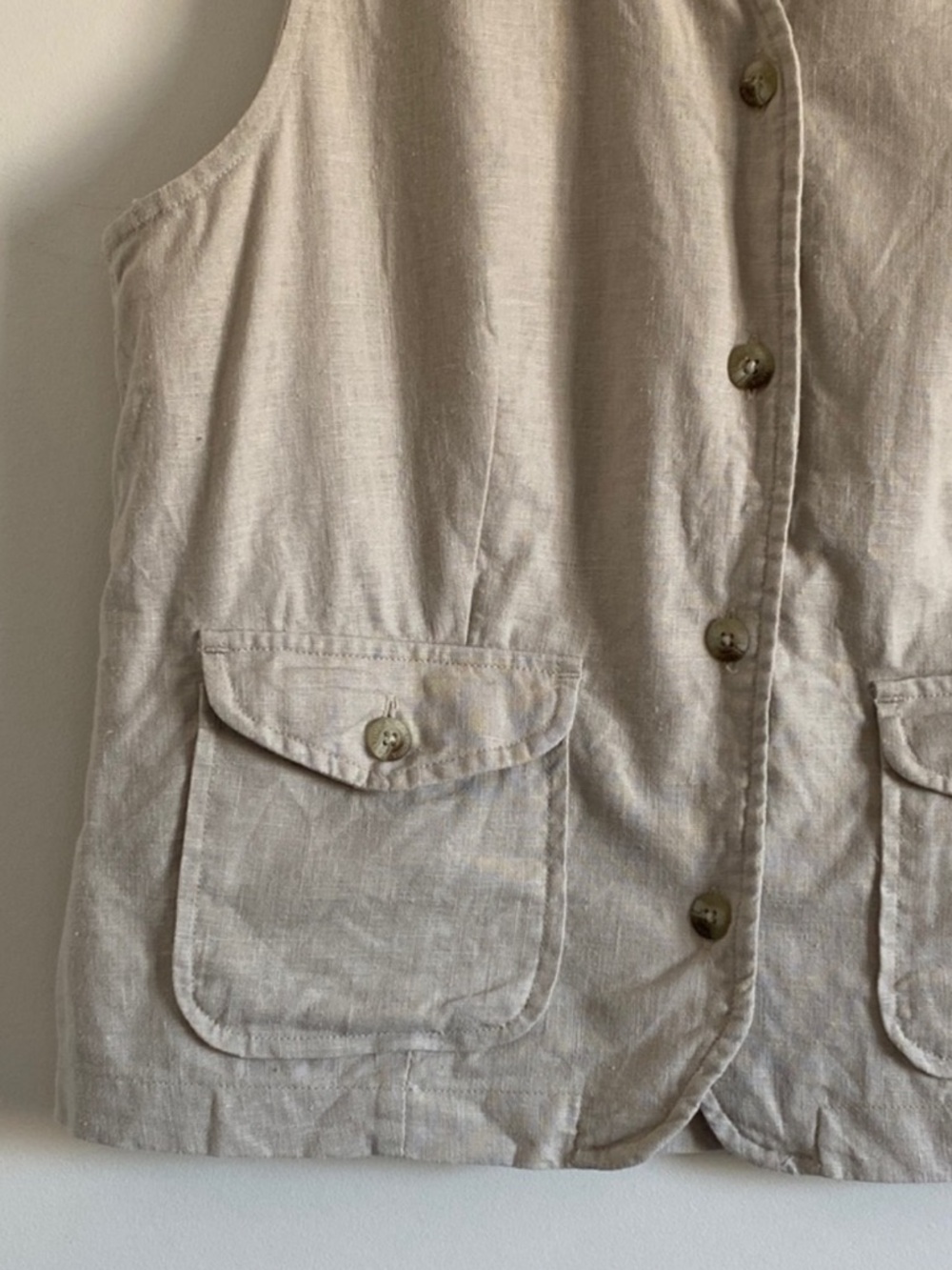 COLUMBIA Light oatmeal Linen Vest | Medium - Picture 8 of 9